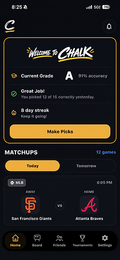 CHALK app — home screen