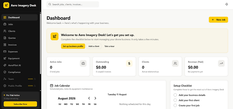 Aero Imagery Desk dashboard