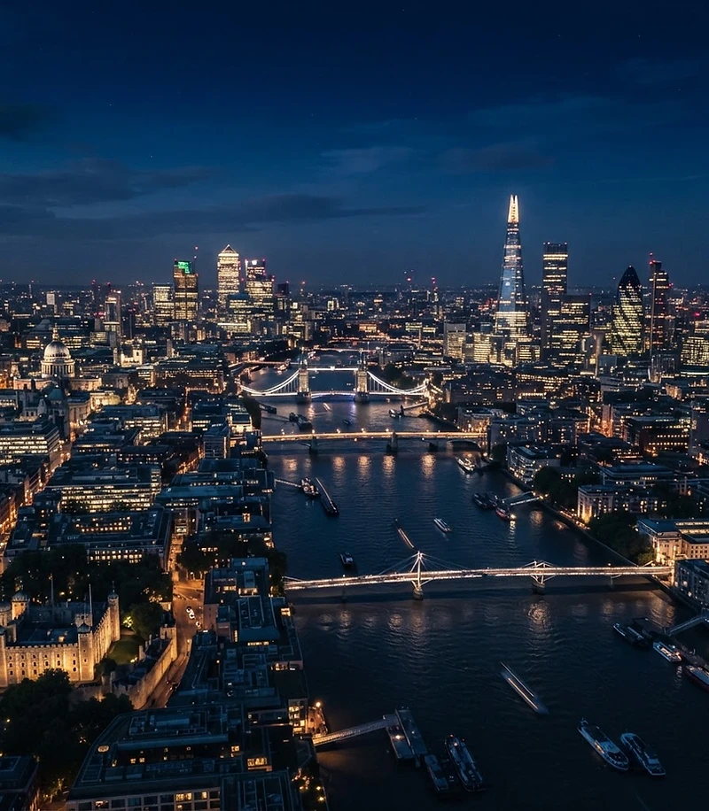 London city skyline at night