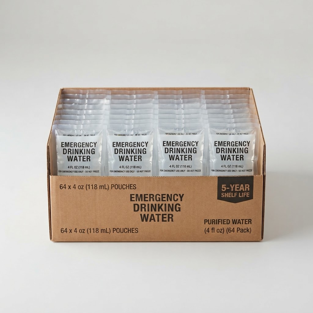 Emergency Drinking Water Pouches (4 oz, 64-Pack)