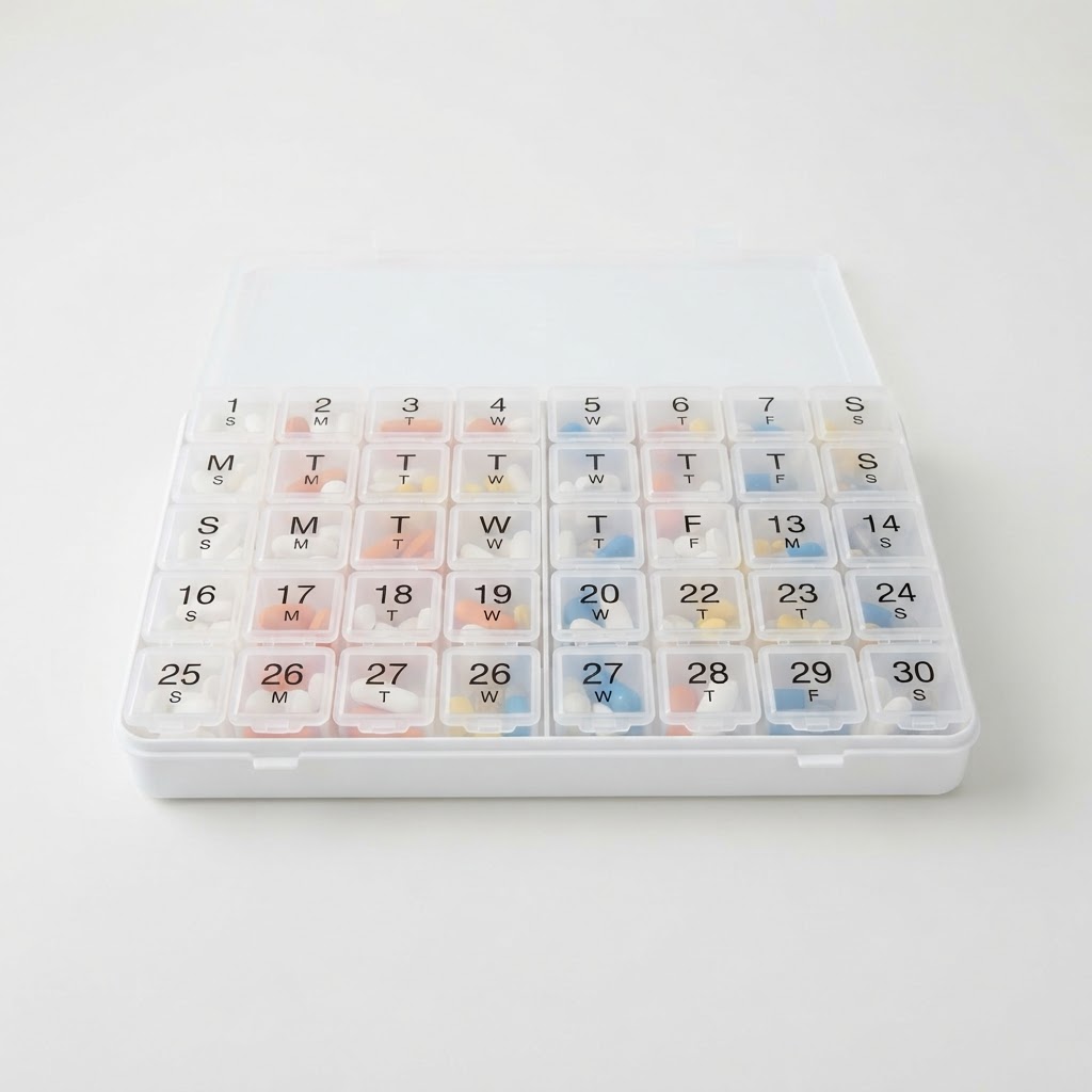 Prescription Medication Organizer + 30-Day Pill Case