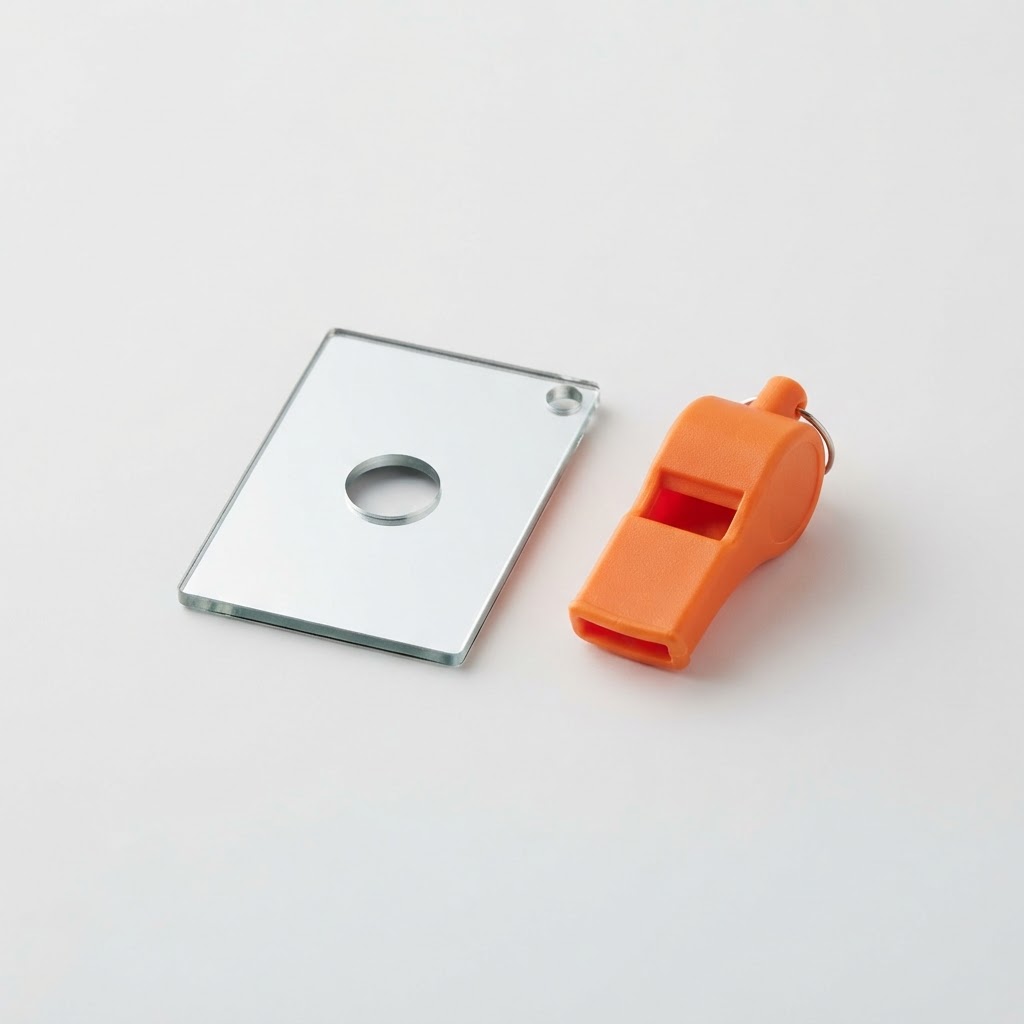 Emergency Signal Mirror + Whistle