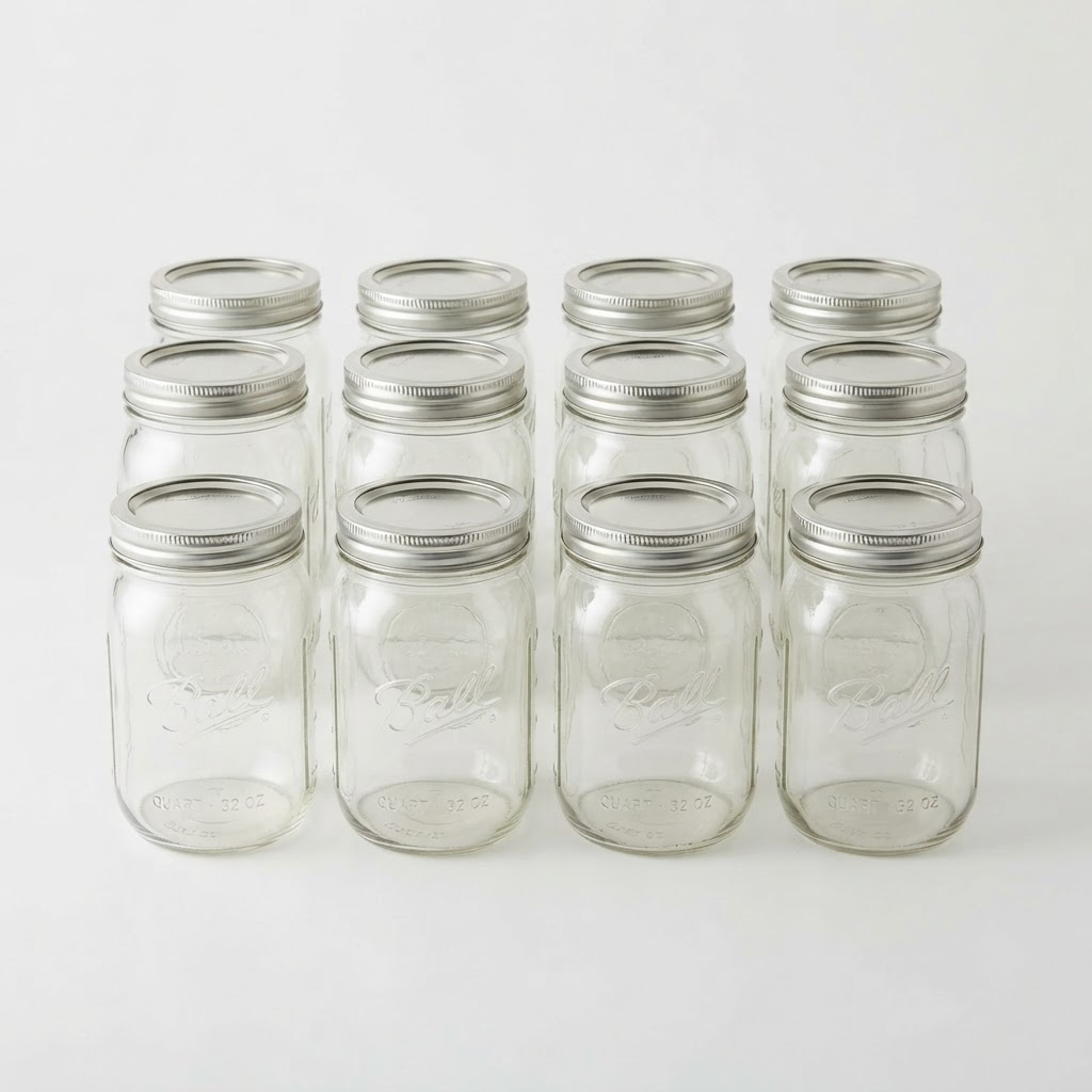 Mason Jars (Quart, 12-Pack) + Lids