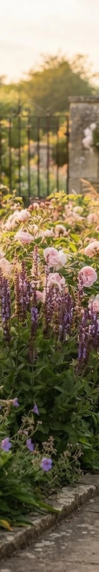 Designed herbaceous planting border in an English garden