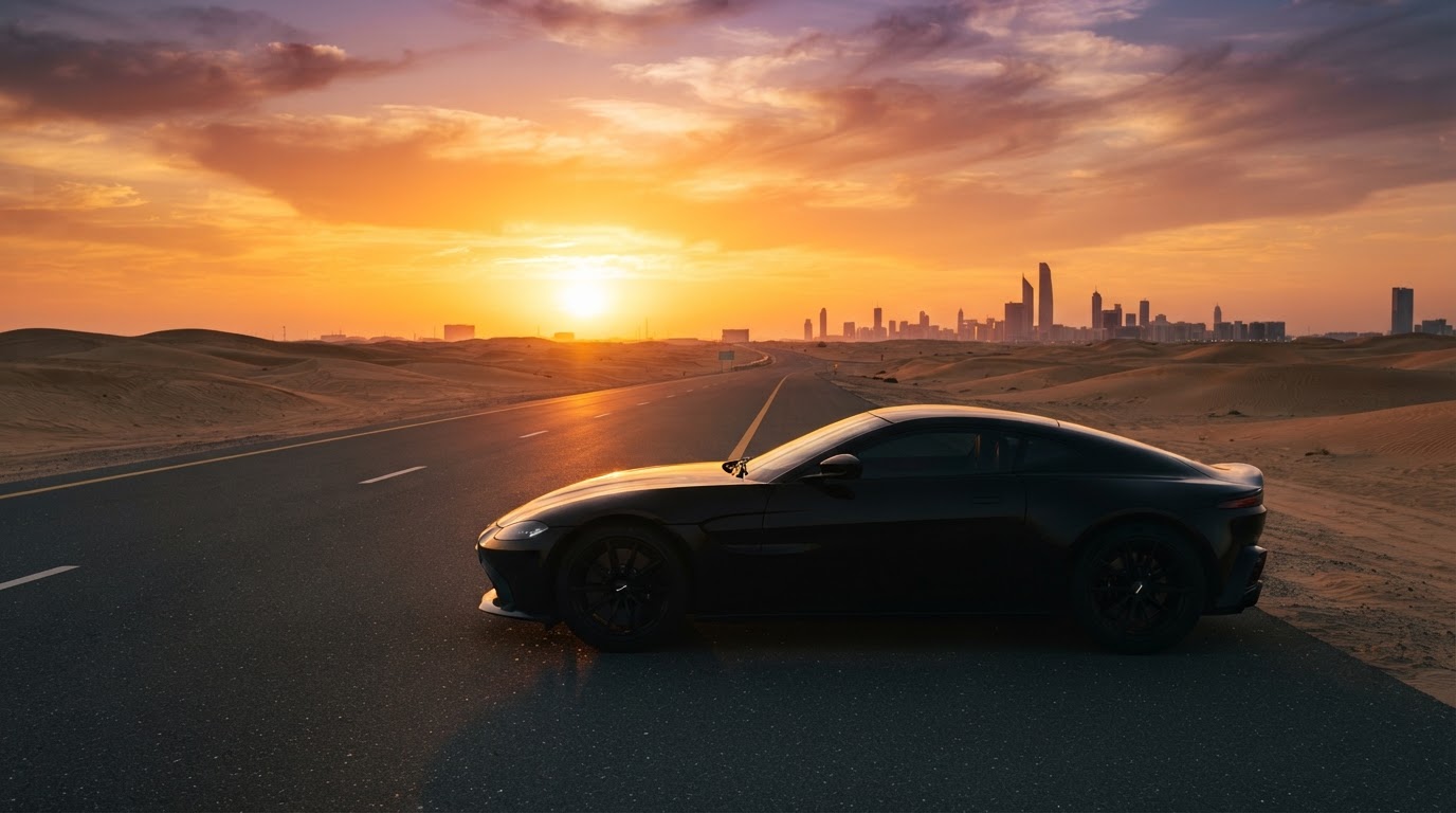 Car at sunset