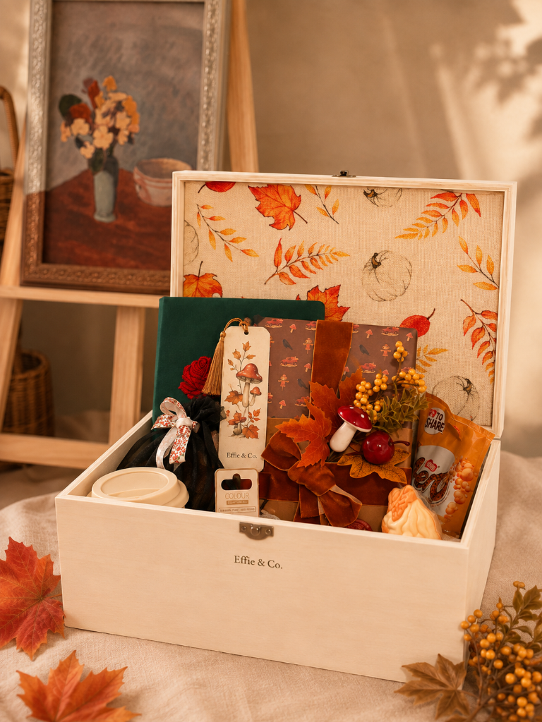The Autumn Box — a hand-picked mystery novel with bookmark, playlist and autumn comforts