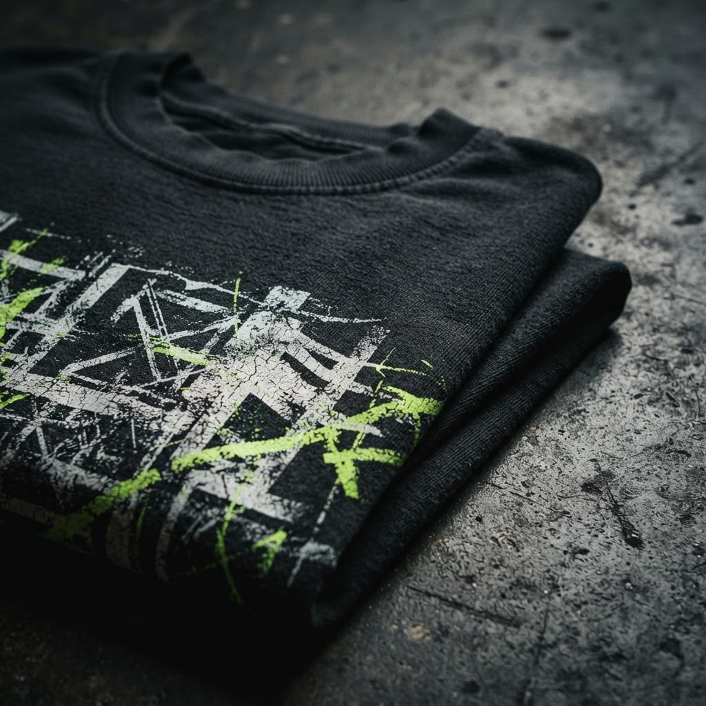 Graphic tee flatlay