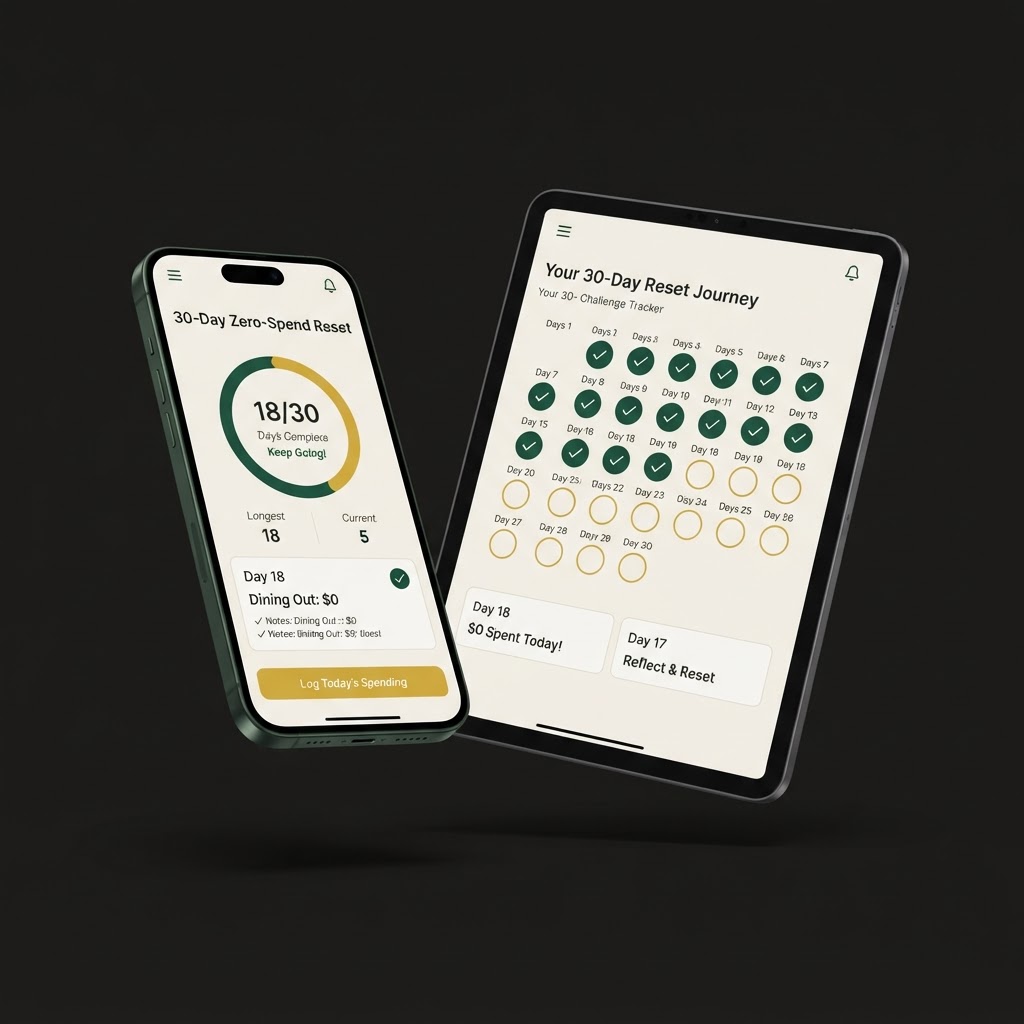 Interactive 30-Day Reset webapp on phone and tablet