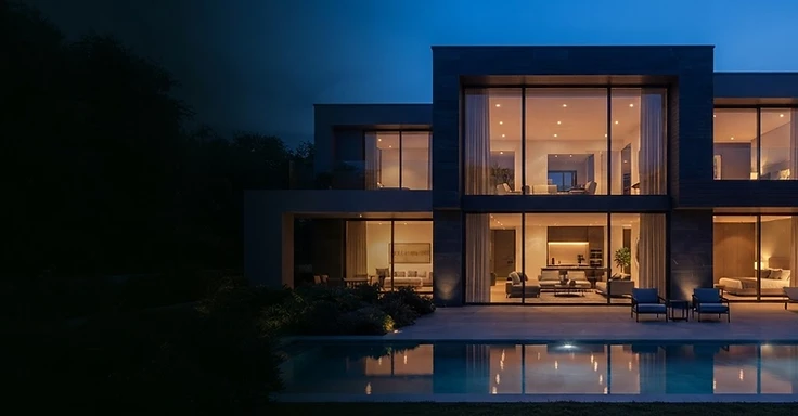 Imagen ilustrativa de arquitectura residencial al atardecer