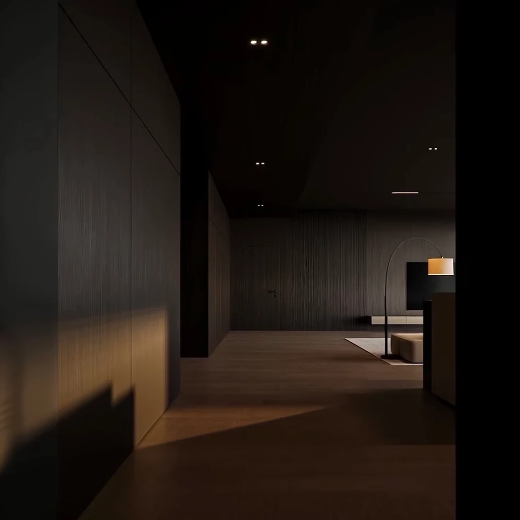 Luxury staged interior with warm lighting