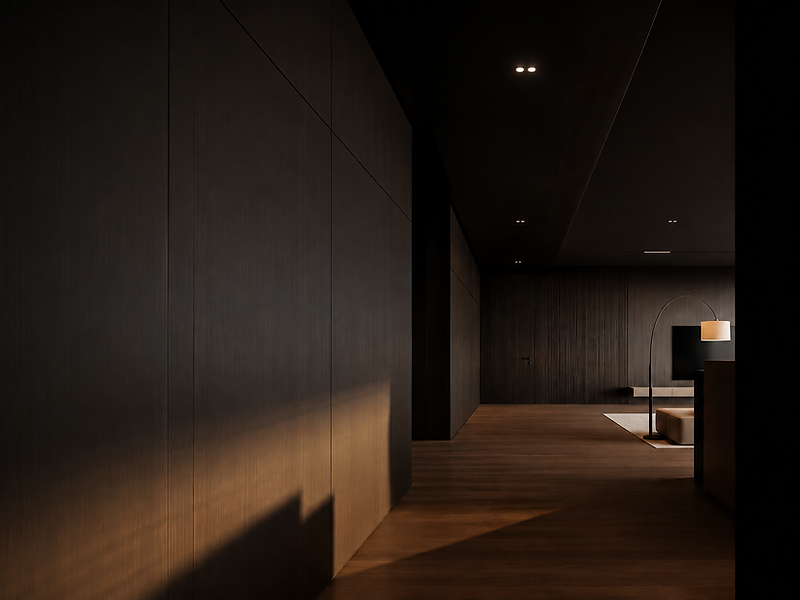 Luxury staged interior with warm lighting