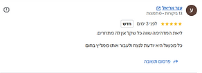 צילום מסך של ביקורת גוגל מאת ענר אריאל, חמישה כוכבים