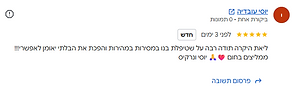 צילום מסך של ביקורת גוגל מאת יוסי עובדיה, חמישה כוכבים