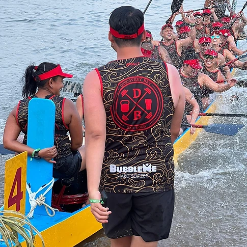 DBDB team paddling the dragon boat in Discovery Bay