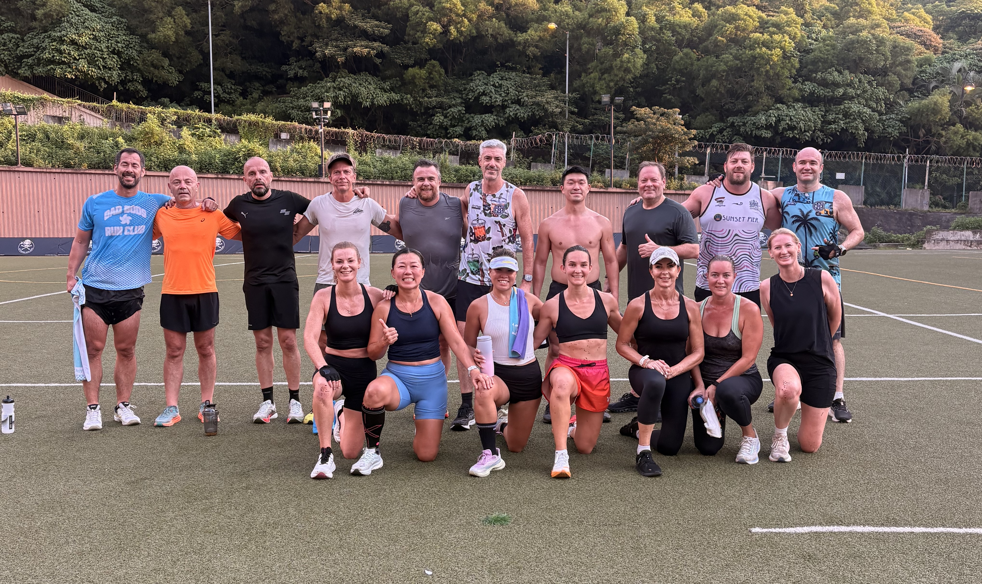 The whole crew — every age, every level, one turf.