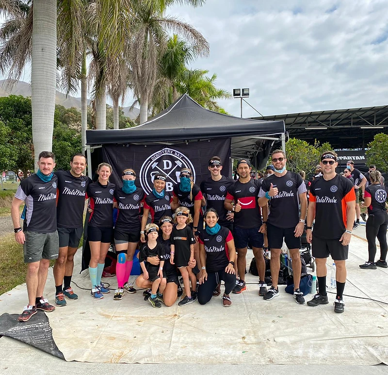 DBDB Spartan / DEKA crew posing in front of the team tent on race day