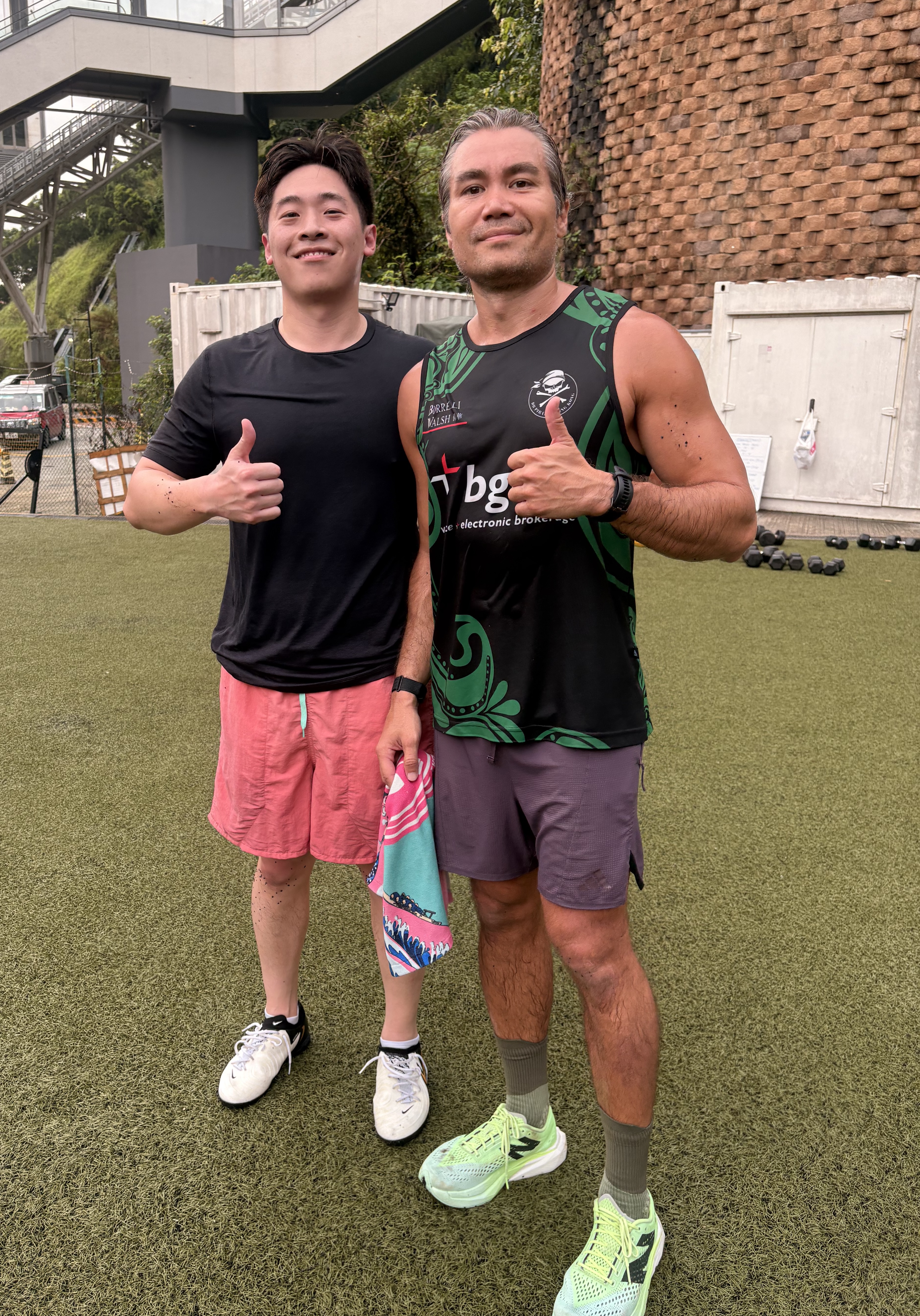 Two DBDB athletes on the pitch after training