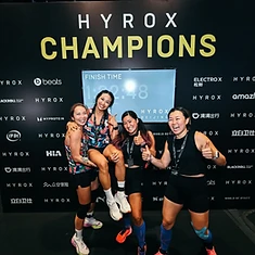 DBDB HYROX women celebrating on the Champions podium
