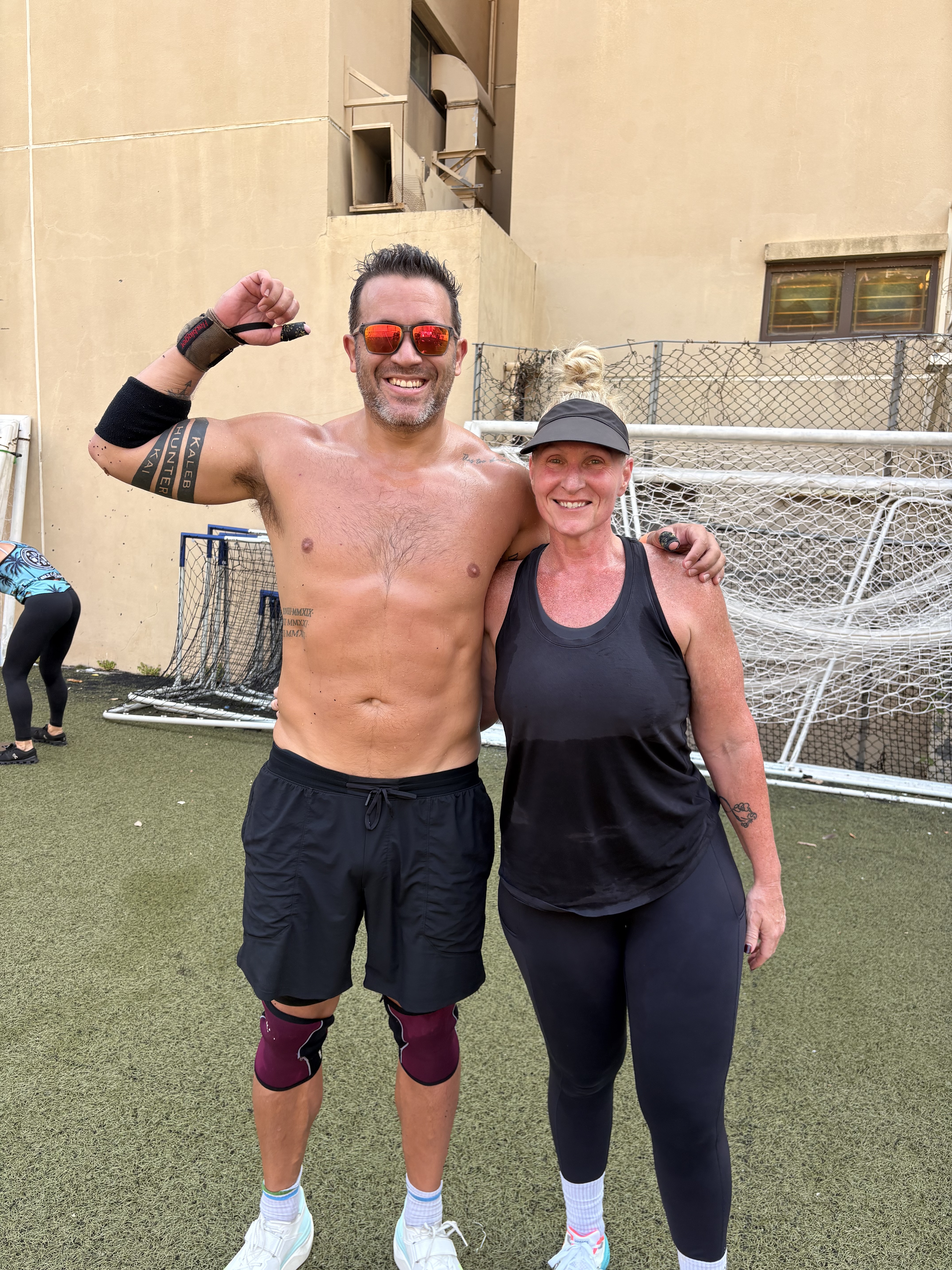 The crew after a HYROX-style session — accountability you can't replicate training alone.