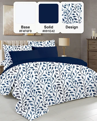 Navy Leaf Comforter Set