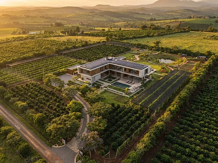 Aerial view of a Greenlands hectare parcel