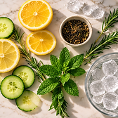 Botanical ingredients flat lay