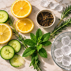 Botanical ingredients flat lay