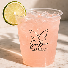 Pink mocktail with lime garnish