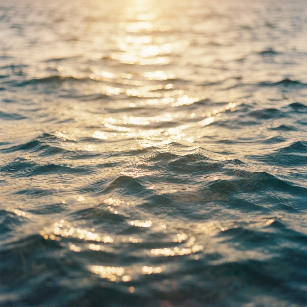 Warm golden sunlight sparkling on gentle ocean ripples