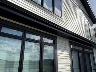 Modern white siding — window clean