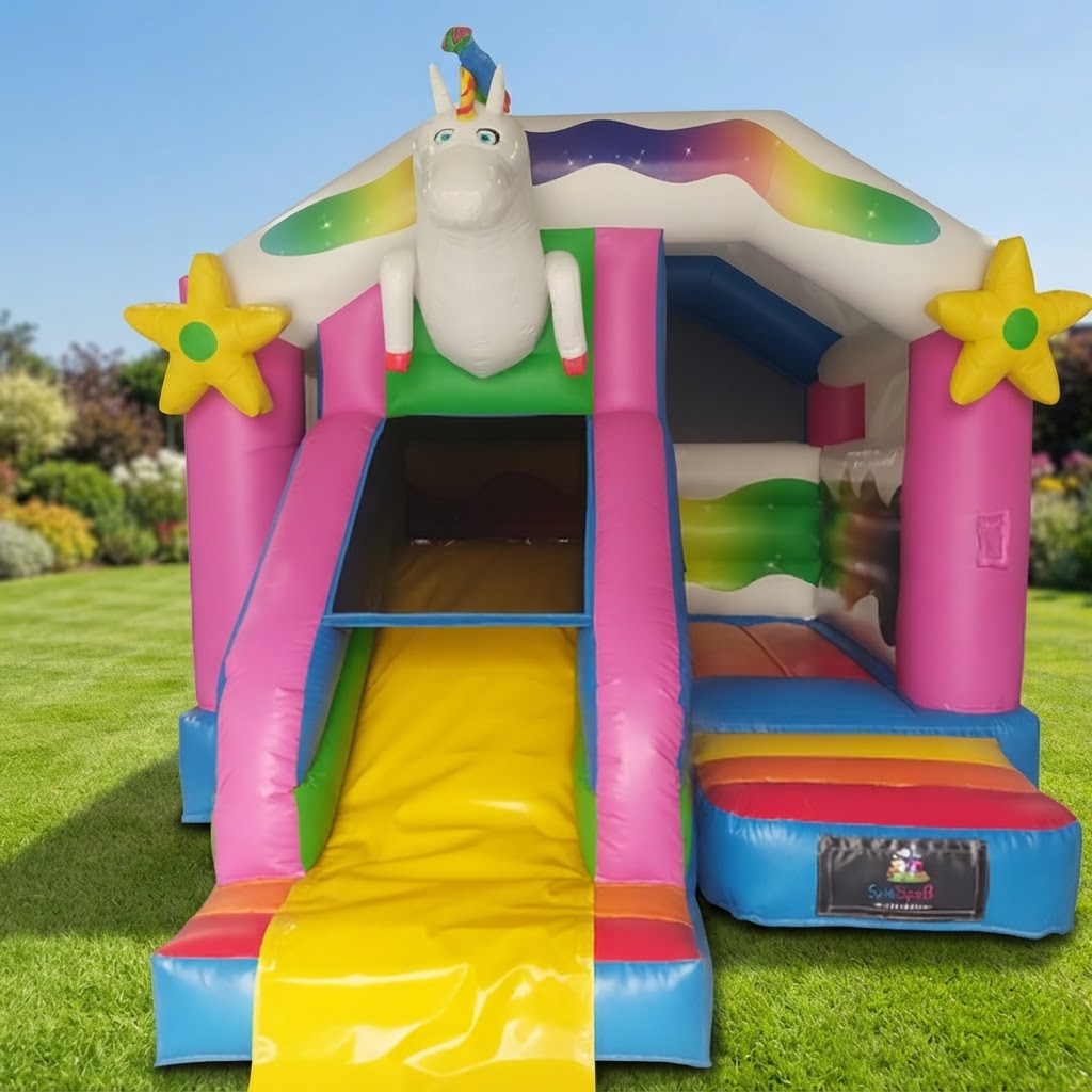 Hüpfburg Einhorn (mit Dach) – Bild 1 – SpielSpaß Wolfenbüttel