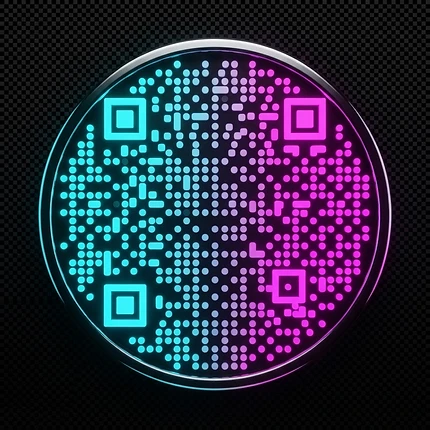 Chrome neon circle QR code