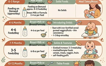 6 month old feeding chart | Daily milk and solids overview | 01