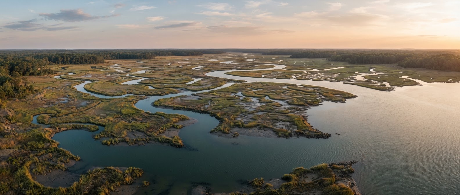 Chesapeake Bay watershed at golden hour