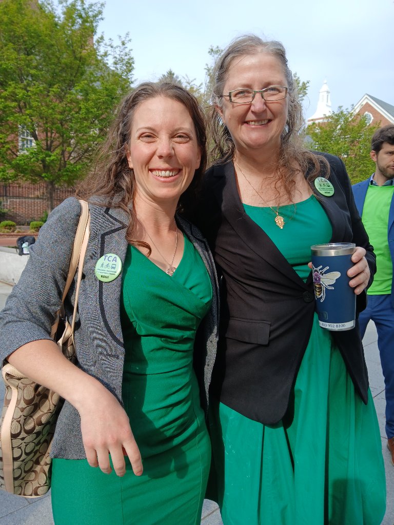Rosa and Kristen at the Transportation & Climate Alignment Act event