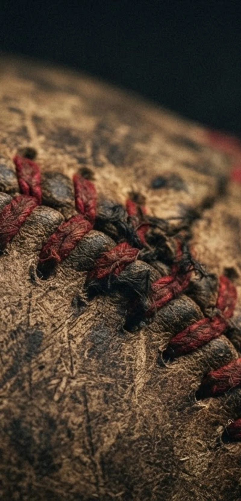 Weathered baseball leather texture