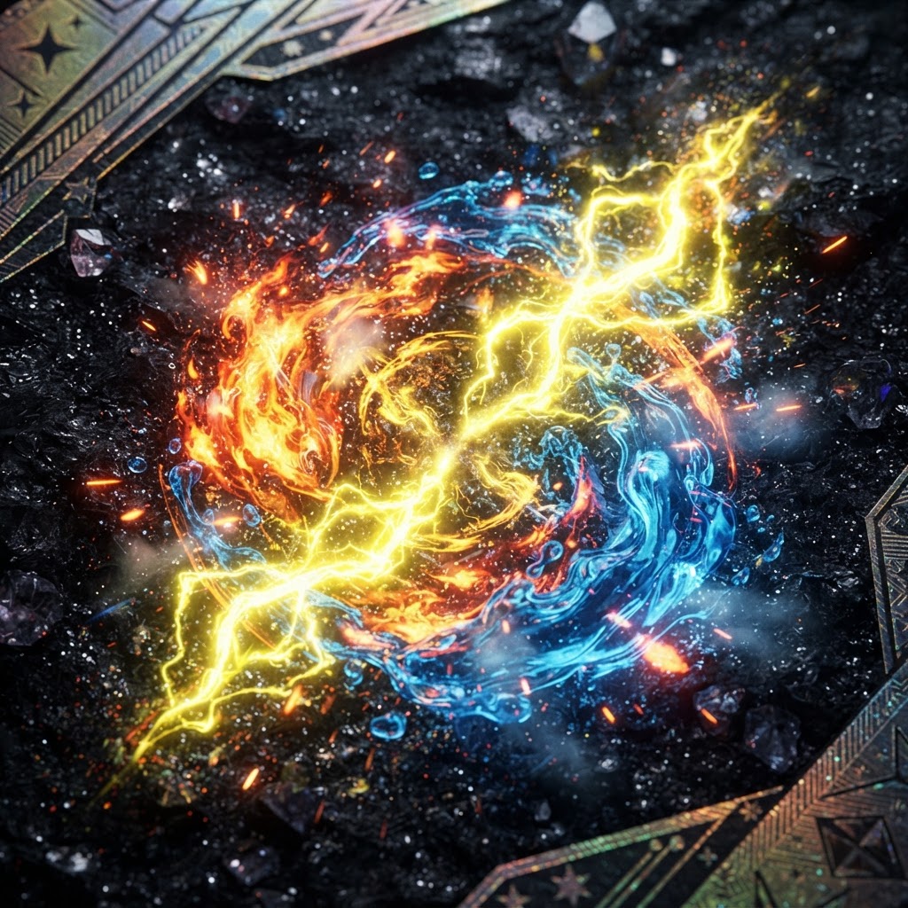 Pokémon elemental energy on obsidian