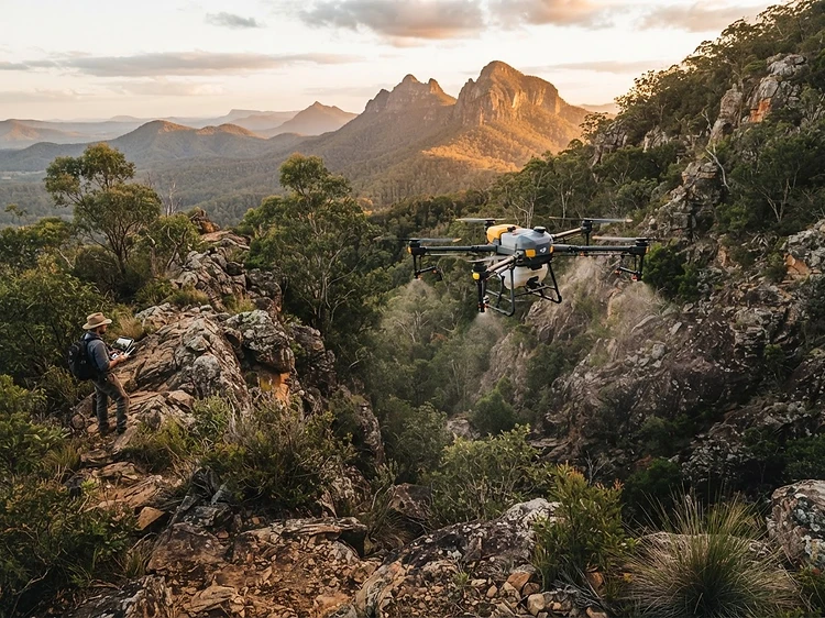 South East Queensland rural landscape with steep terrain suitable for drone application