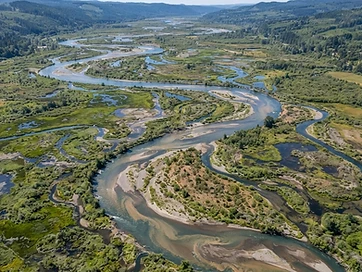 Aerial drone survey of a braided river system and flood plain
