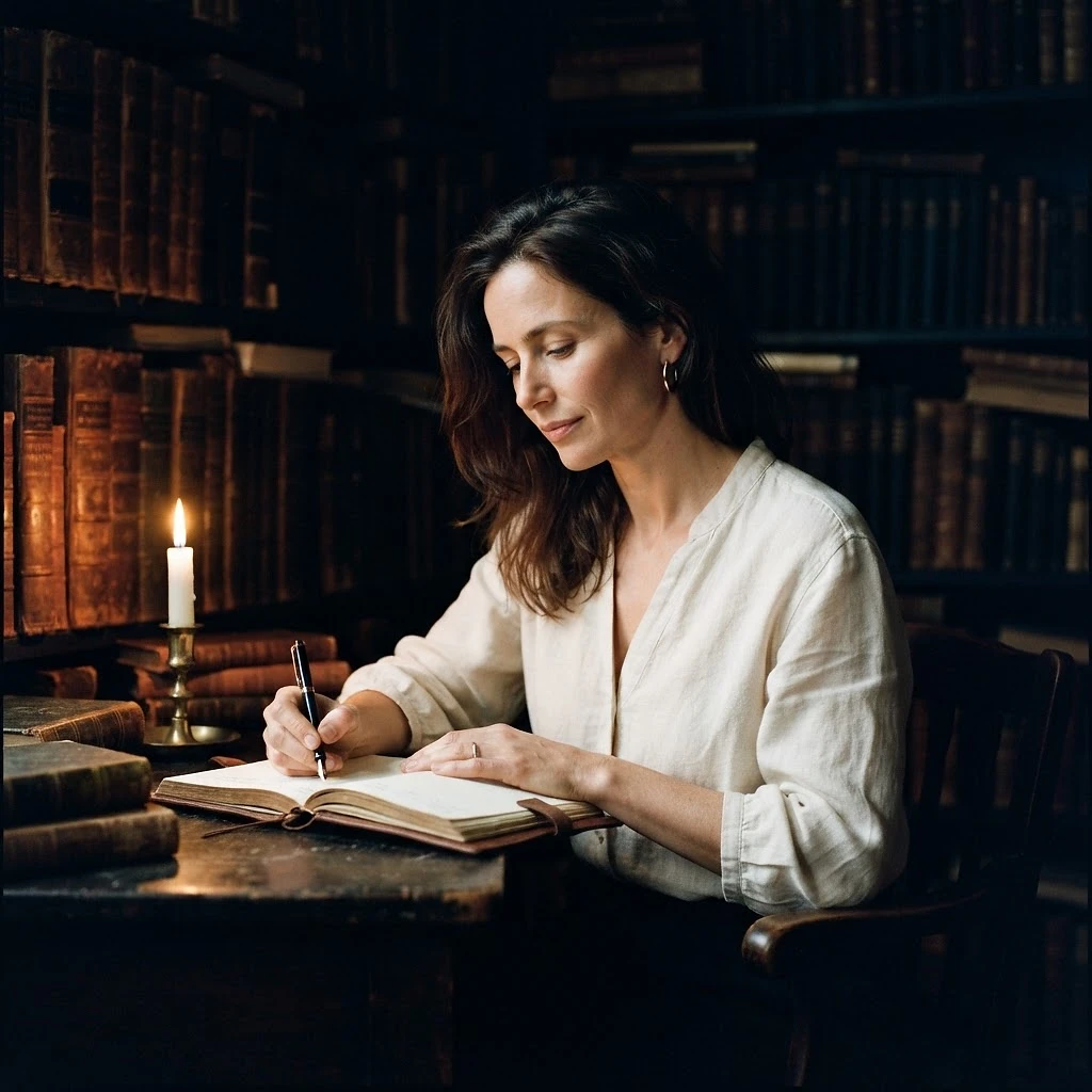Adrienne Vale in her study