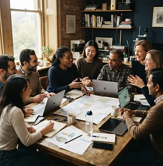 International research collaboration around a table