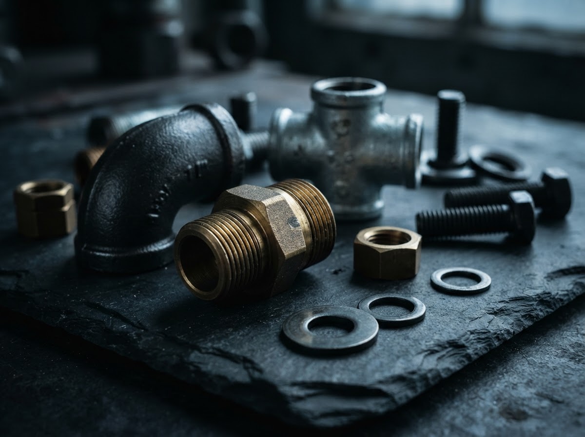 Industrial supply products: steel fittings, brass couplings, hardware