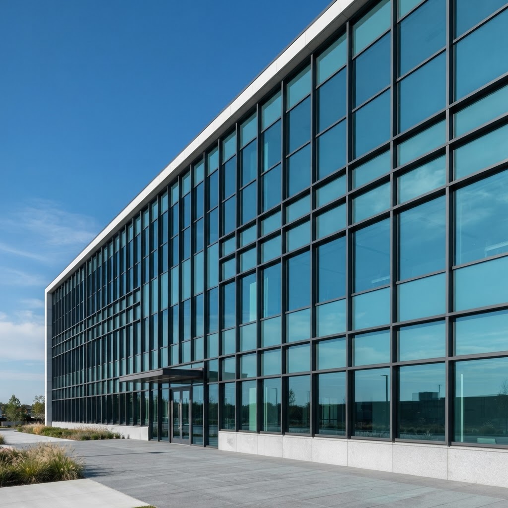 Glass curtain wall facade