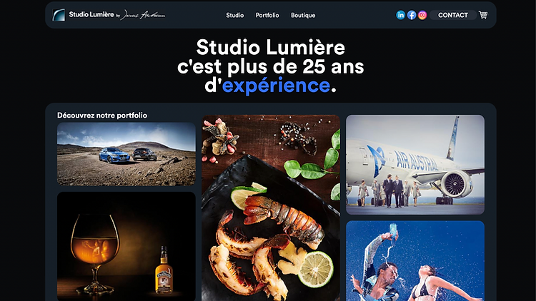 Capture du site Studio Lumière