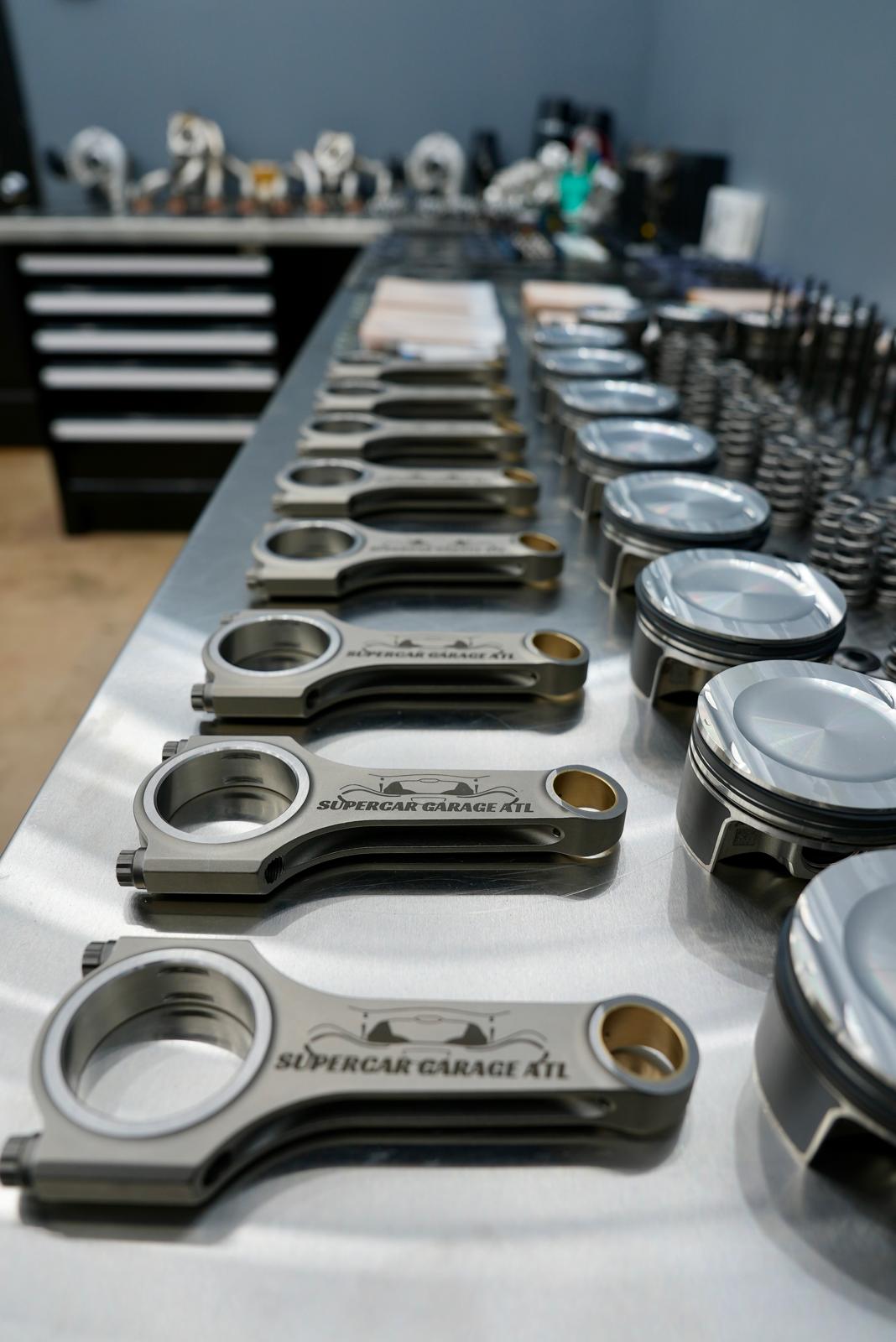 Supercar Garage ATL — McLaren connecting rods on workbench