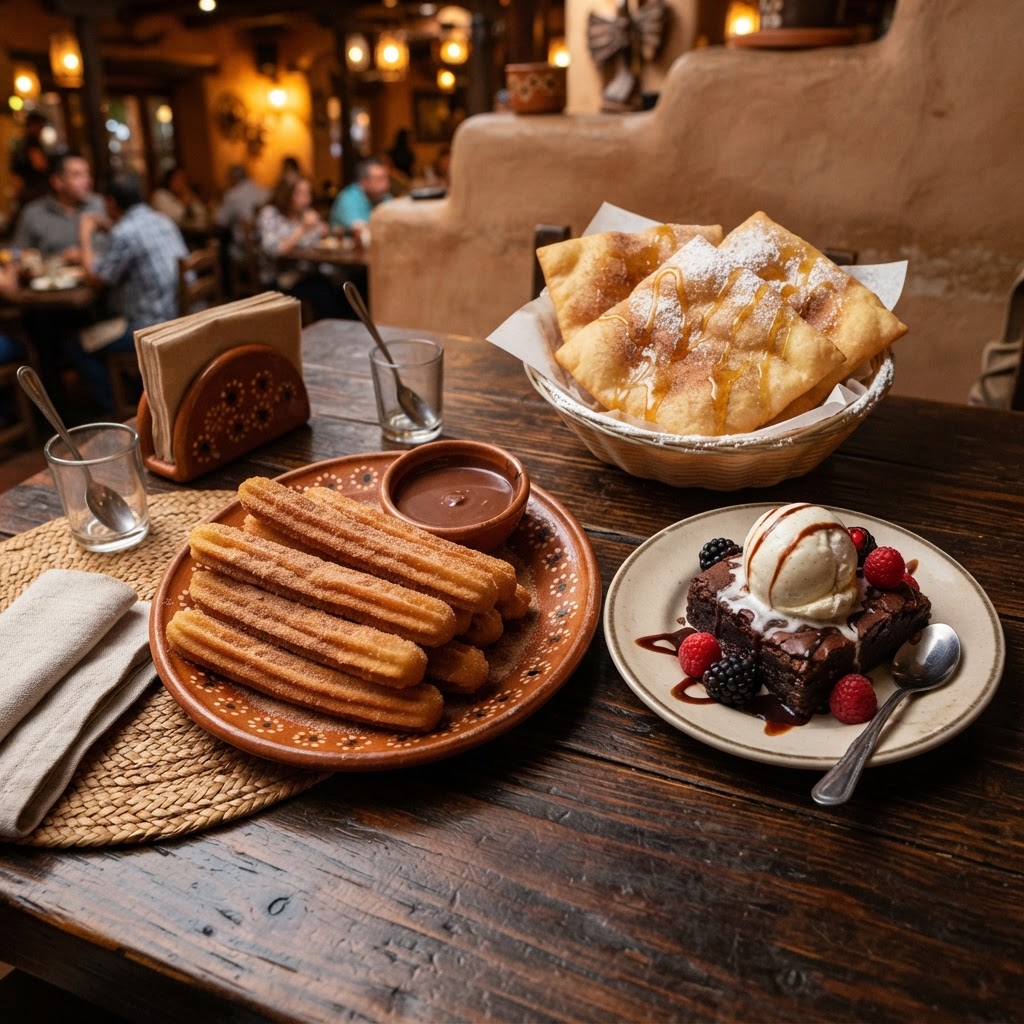Churros, brownie and sopapilla desserts