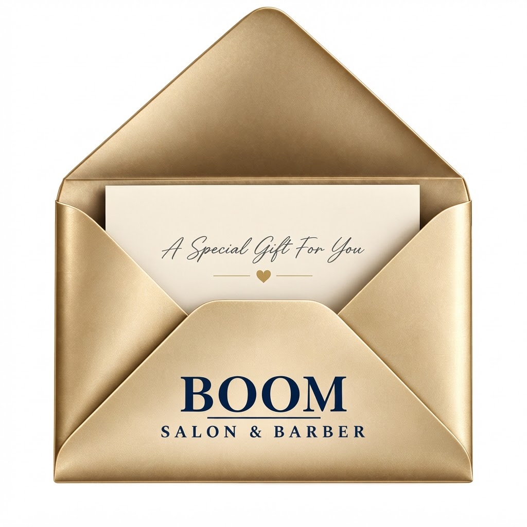 BOOM Salon & Barber gift card envelope
