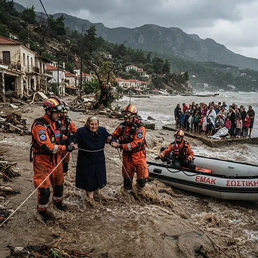 Δραματική επιχείρηση διάσωσης στον Πλατανιά Πηλίου λόγω κακοκαιρίας