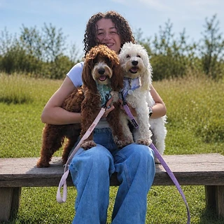 Our trainer with one of our dogs