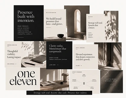 One Eleven Marketing — editorial brand presence board